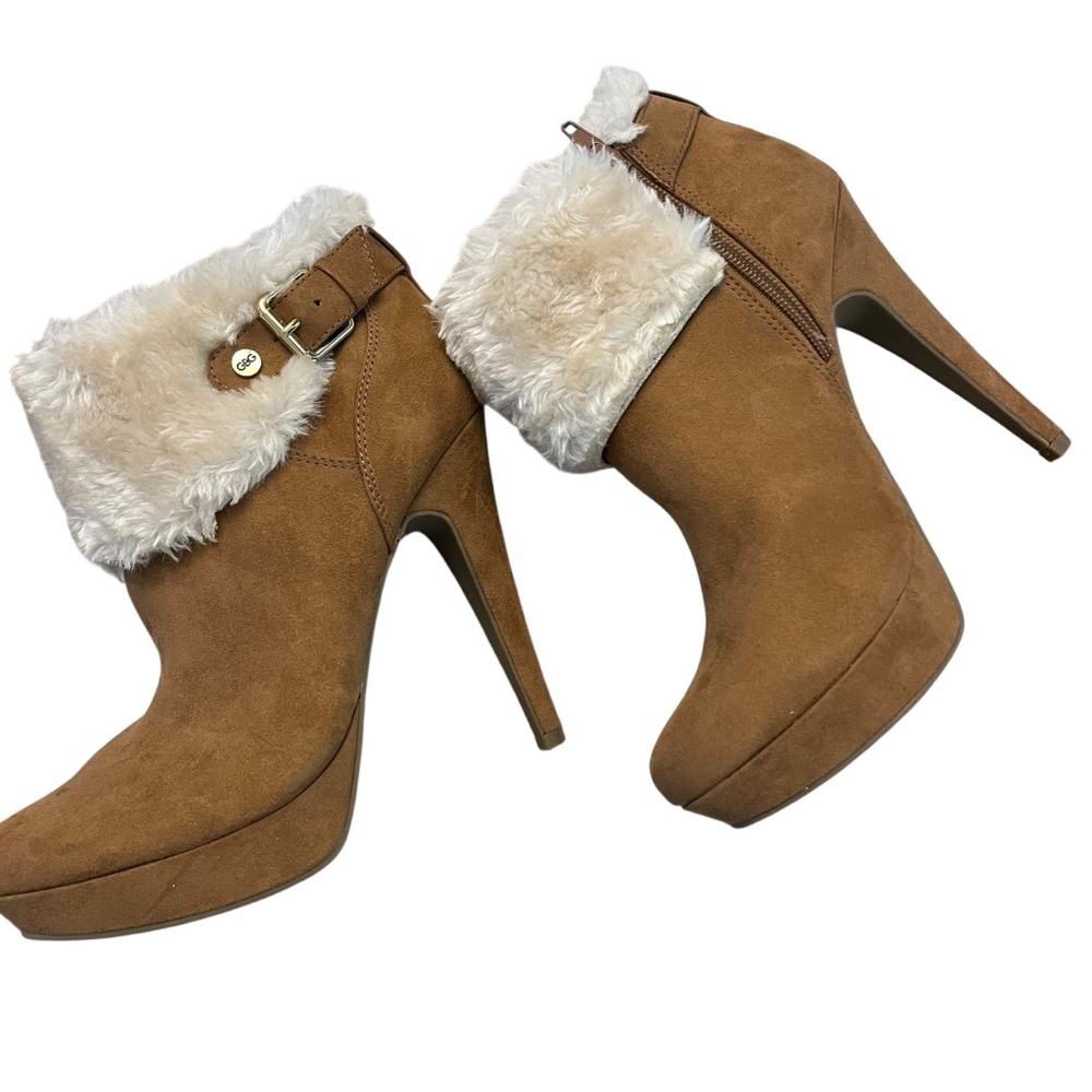 GUESS Tan Suede Fur Cuff Platform Boots | Cabincore Winter Going Out | 7.5 - Picture 7 of 15